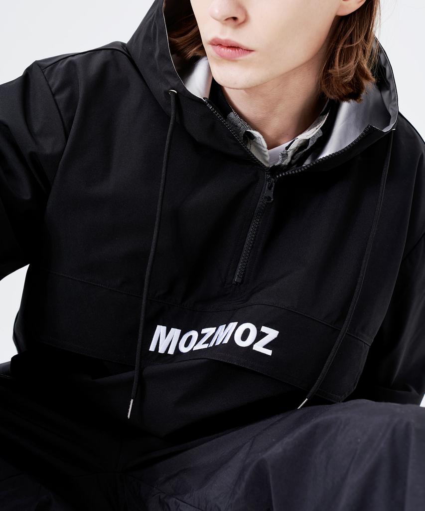 Mozmoz Color-Block Functional Half-Zip Hoodie Black