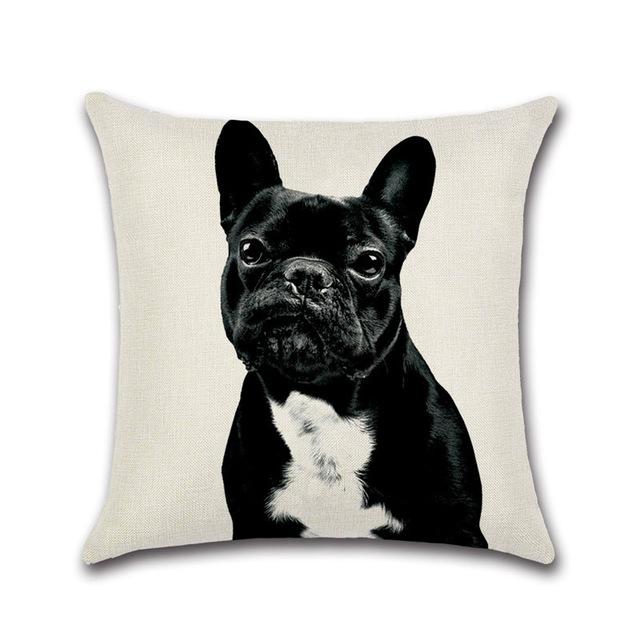 Cartoon Printed Pillow Case Cotton Linen Franch Bulldog Pillowcase Decorative Pillowcases Cover For Car Home
