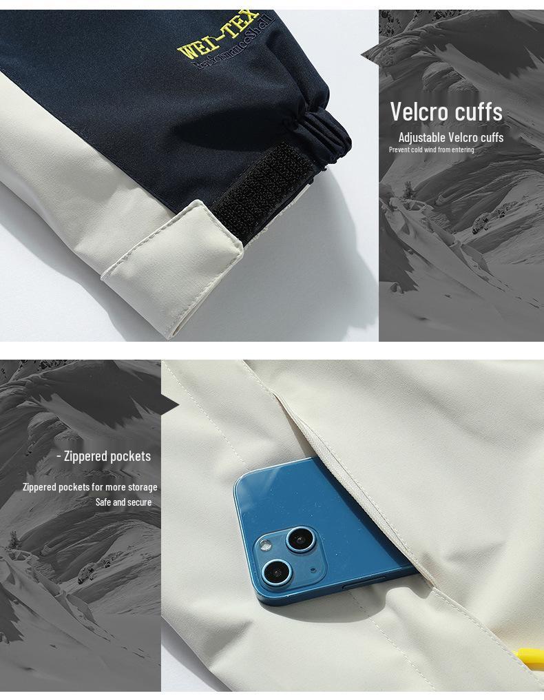 Unisex Three-in-One Detachable Ski & Mountaineering Jacket: Waterproof, Windproof, for Autumn & Winter.
