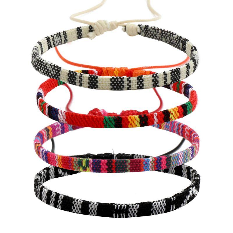 4Pcs/set Wax rope Bracelet Men's and women's handmade waterproof Surfer Beach Color Bracelet Adult youth Friendship bracelet