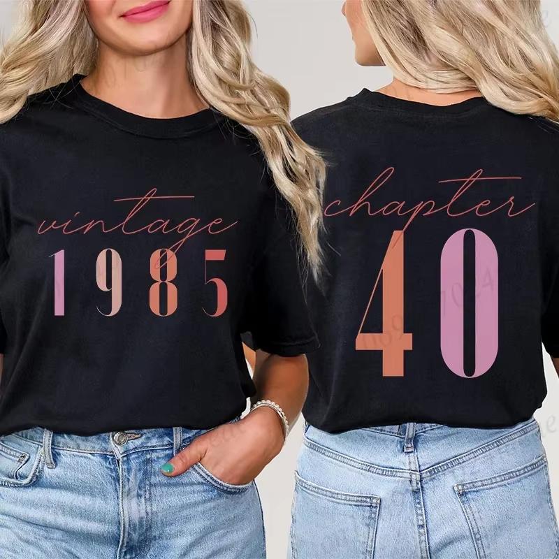 Tshirts for Women Classic 40th Milestone Best Friend Classic Tshirts for Women Vintage 40th Birthday Year Tops Streetwear Women