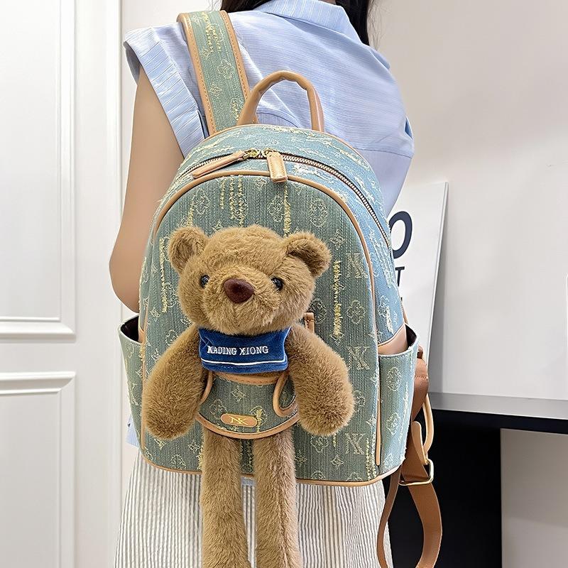 New summer cute bear doll backpack retro high-end backpack fashion cute bag