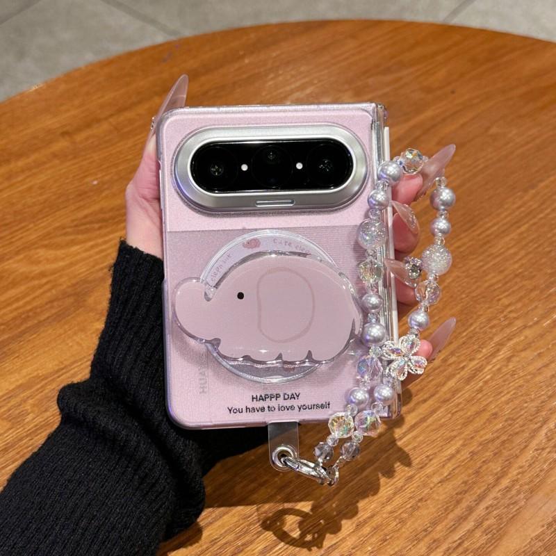 Magnetic Purple Gray Elephant Stand Phone Case Pura X Max Foldable With Shockproof Bumper Chain Strap