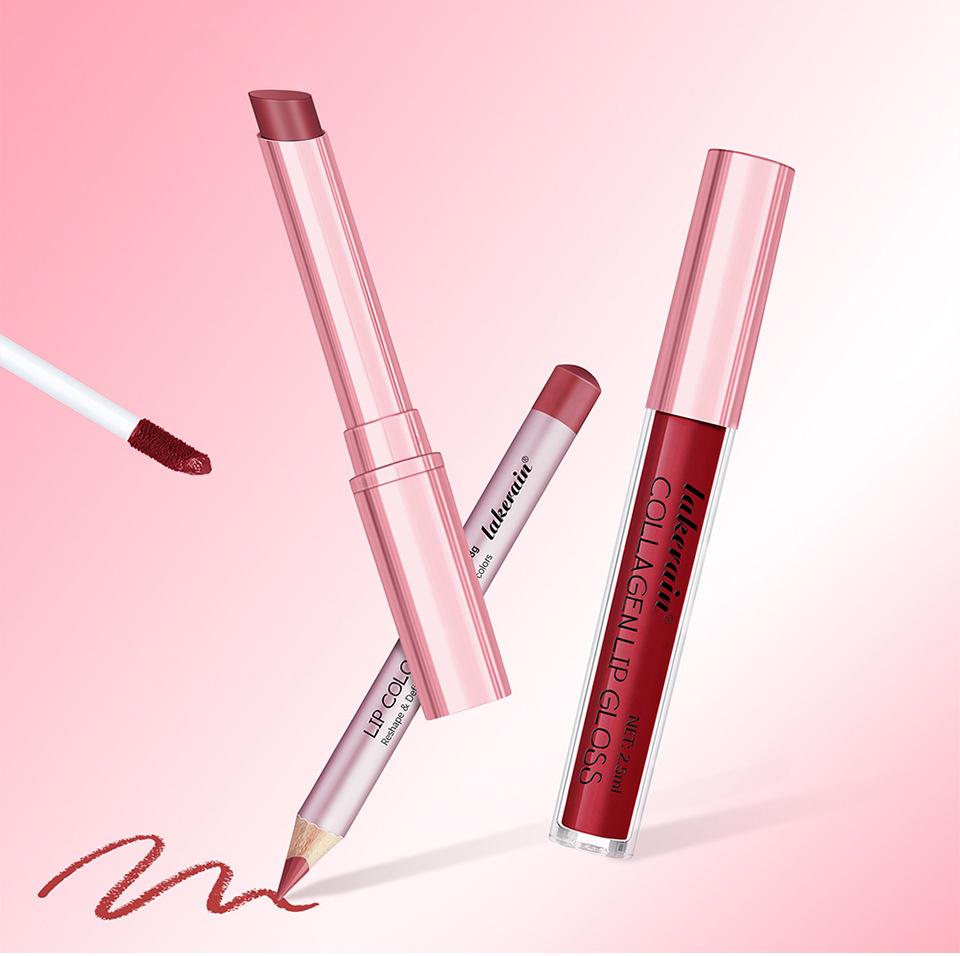 3-teiliges Lippen-Make-up-Set Lipliner Lipgloss Lippenstift Spiegeleffekt Beep Lips Hohe Farbe Lang anhaltend Spendet Feuchtigkeit Reise-Mini-Set