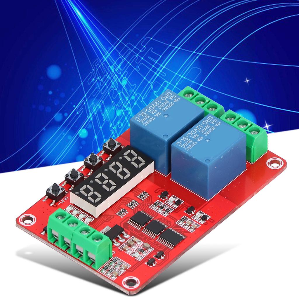 Time Delay Relay Multi Functional 2-Channel Self Lock Cycle Timing Module Board