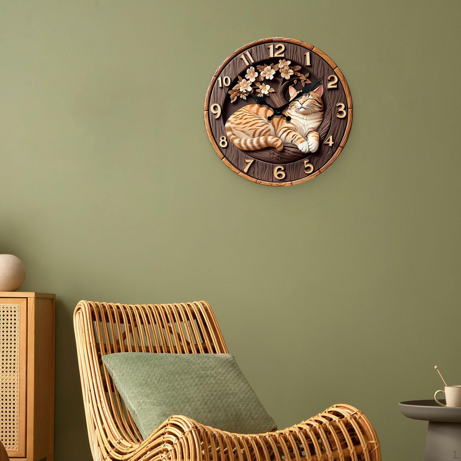 

Artistic Clock Vintage Decorative Wooden Animal Silent Practical Powered Hanging 20x20x0.5cm