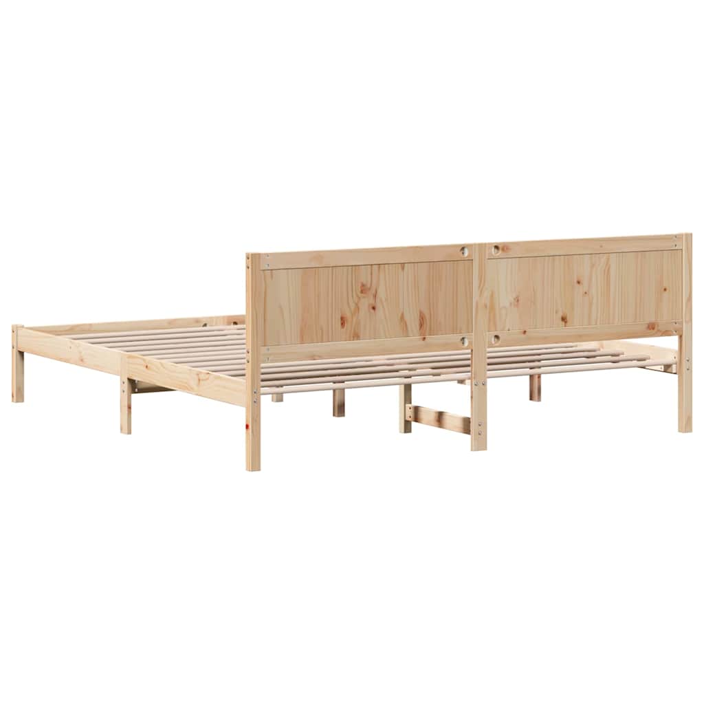 Brown Bed Frame 180 x 200 cm Solid Pine Wood
