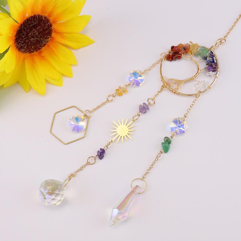 Dreamcatcher Tree of Life Crystal Suncatcher Pendant for Festive Garden Decor T120