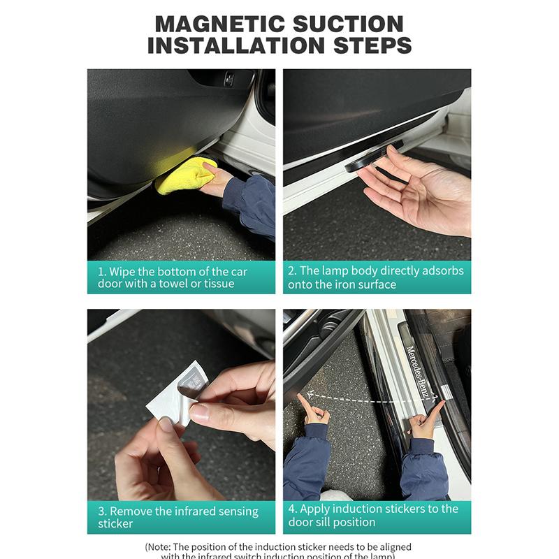 6 LED Car Door Lights Welcome Light Magnetic USB Charging Open Door Safe Emergency Warning Signal Lamp For Car Interior Atmosphere