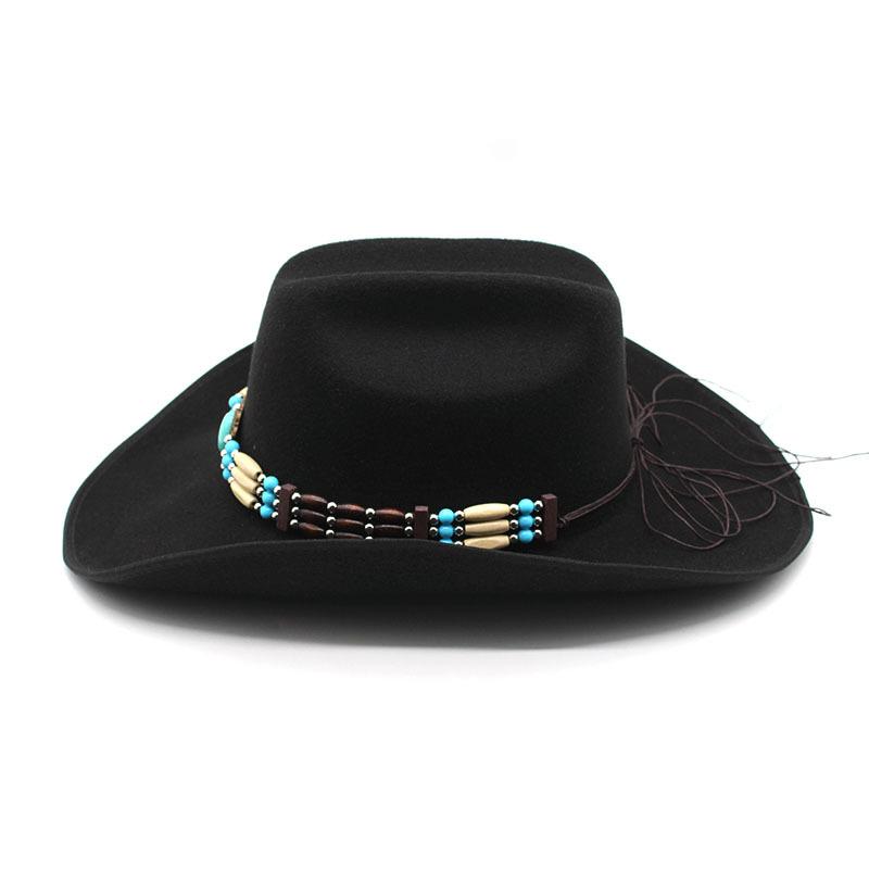 Woolen Hat Western Cowboy Gift Hat Men'S And Women'S Couple Hat Curled Ethnic Style Top Hat