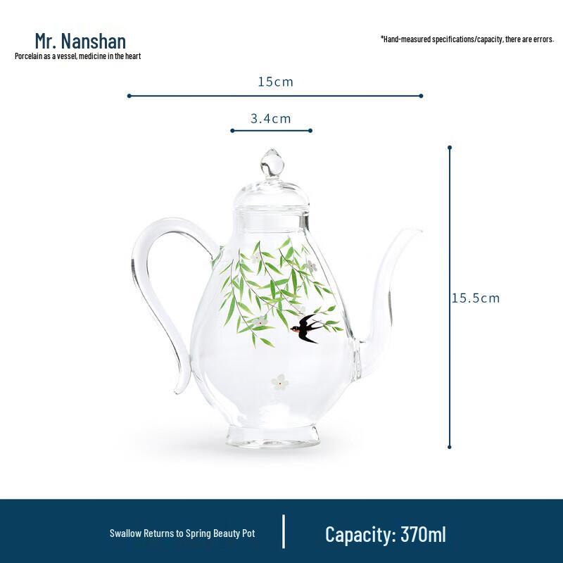 Nanshan Mr. Chinese Style Decal Glass Teapot