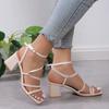 Fashion 2024 Fashion Women's Shoes Buckle Strap Women's Sandals Summer Solid Office and Career Hot Sale Narrow Band Heeled Sandals Women