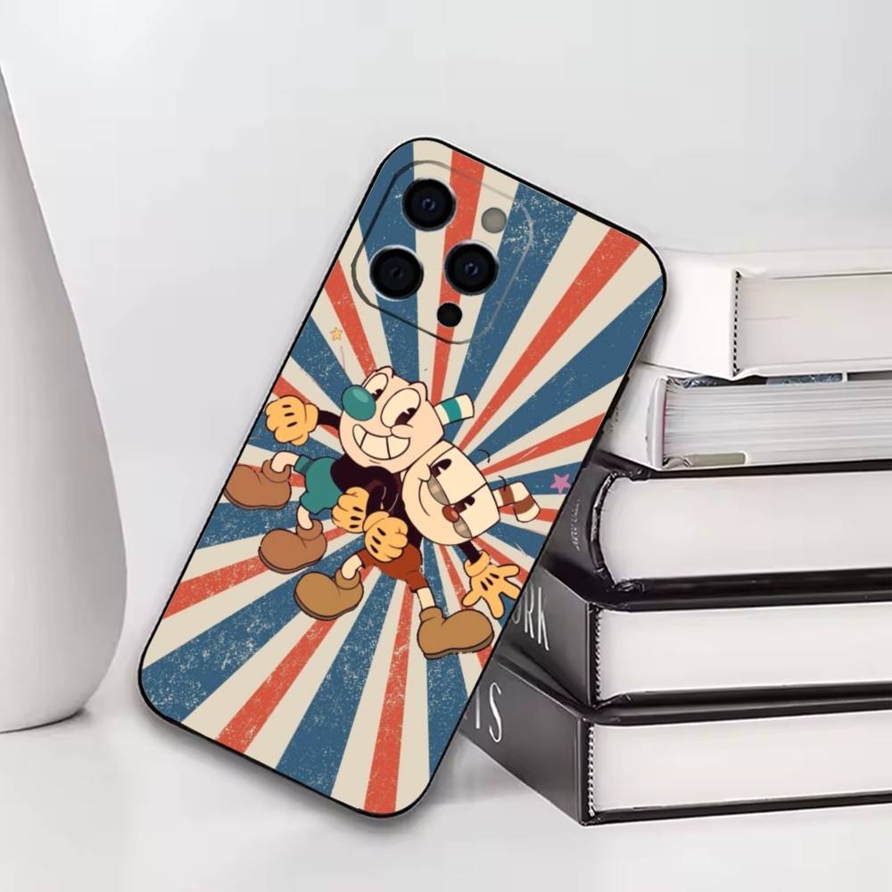 Cuphead Phone Case For iPhone17,16,15,14,13,12,11 Plus,Pro Soft Silicone Black Cover