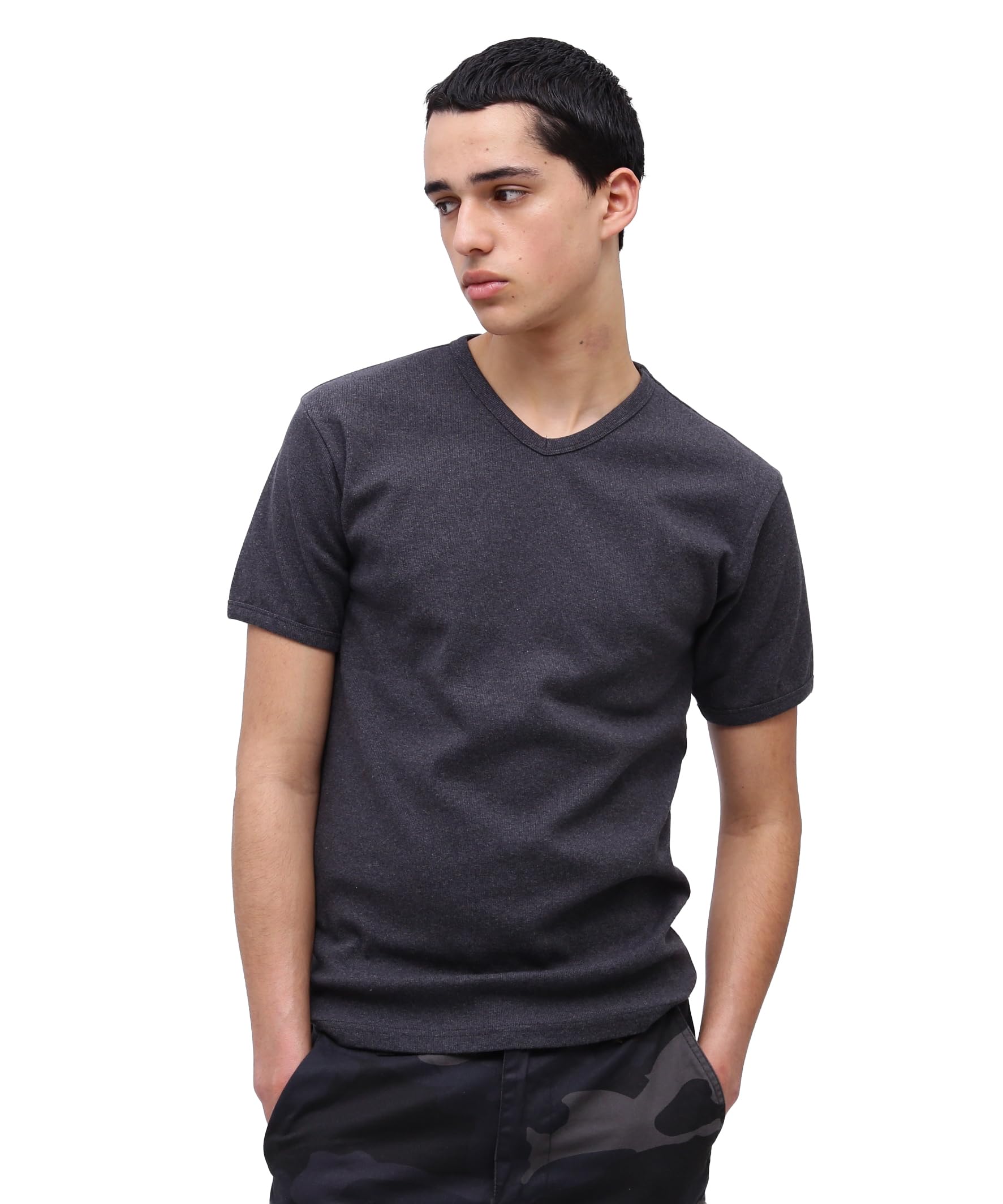AVIREX DAILY RIB V-NECK TEE 6143501 men s XL charcoal