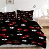 3pcs Cherries Blossoms 1Cover + 2Pillowcases, PillowInserts NotIncluded, Machine Washable, All - Season Use, Suitable for Bedroom Guest Room56