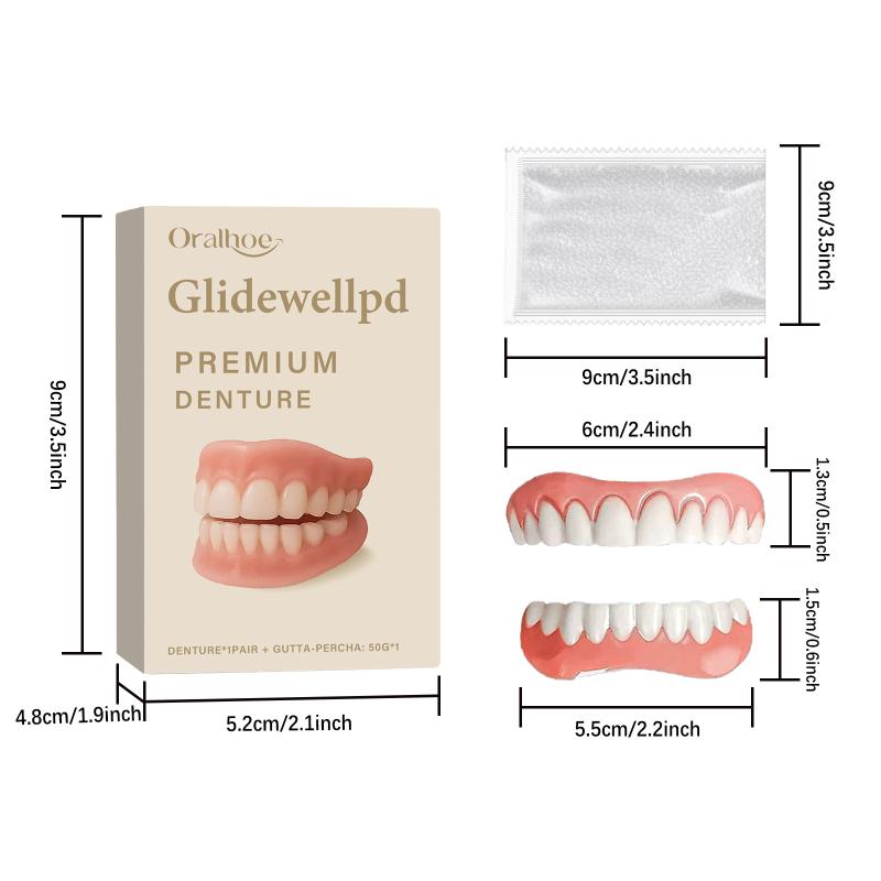 1 Set Safe Silicone Upper & Lower Veneers Full Denture Fake Teeth Perfect Laugh Veneers Dentures Paste Fake Teet For Women Men