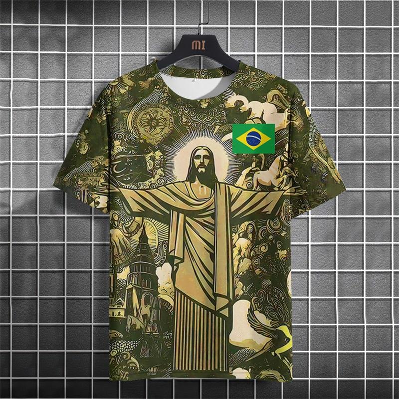 Summer Short Sleeve T Shirt For Men Women Full Print Brazil Edition Black Grey Football Jersey Shirt Men's Tshirt Top