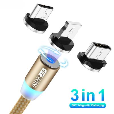 Kabel Magnetyczny LED 3 w 1 Szybkie Ładowanie Kabel USB Typu C Ładowarka Magnetyczna Kabel USB C Ładowanie Kabel Micro USB Do telefonu komórkowego Xiaomi