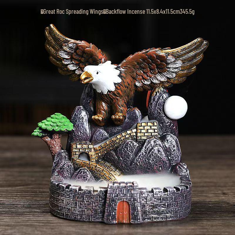 Retro Resin Backflow Incense Burner for Home and Tea Ceremony