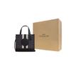 Coach Dempsey 22 Monogram Stripe Logo Decor Fabric With Leather Tote Bag Women tote Black CQ878-SVRT6