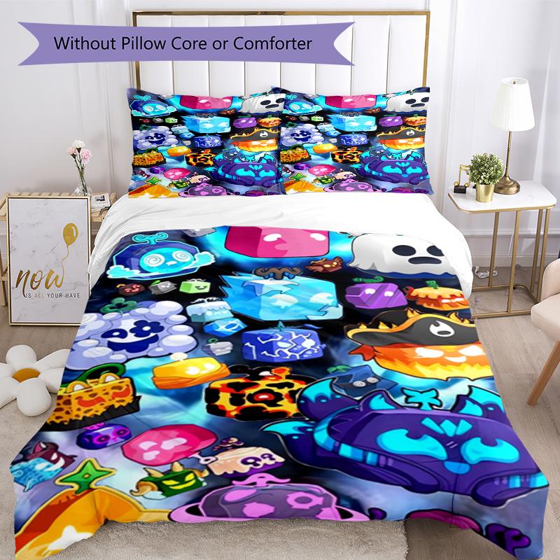 3pcs Blox Fruits Bedding Set Duvet Cover Closure Includes 1 Duvet Cover & 2 Pillowcases, Soft and Comfortable for All Seasons.