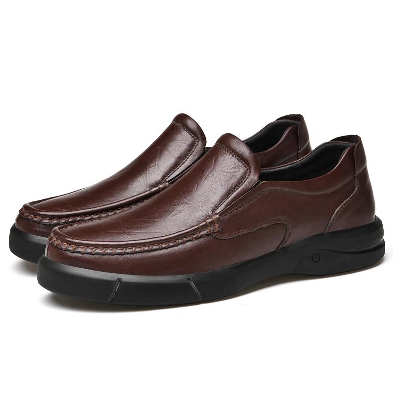 

Новые туфли из натуральной кожи, мужские зимние туфли для отдыха, универсальные, высокого качества, дышащие, туфли-горошек, весенние мокасины на зимней платформе 46 коричневый
