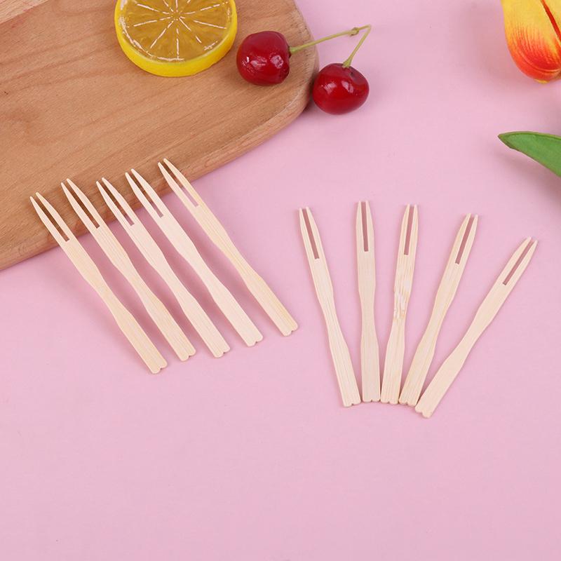 80/100PCS Disposable Catering Forks Fruit Stick Finger Food Pick Aperitif Picks Cute Dessert Party Fork Lunch