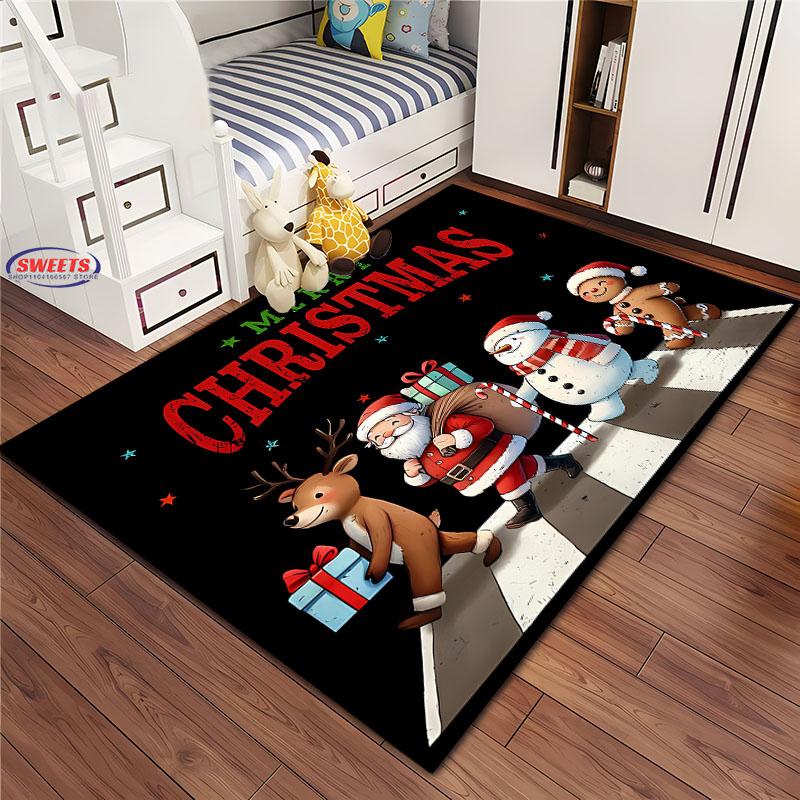 Weihnachten und Lustiger Weihnachtsmann Cartoon Teppich, Wohnzimmer Schlafzimmer Zuhause Fußmatte Teppich Küche Kinderzimmer Matte Weihnachtsgeschenke