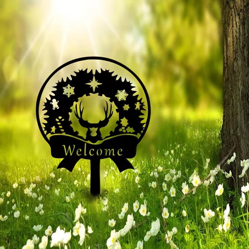 1pc Garden Sign Metal Christmas Yard Stake Elegant Holiday Ornament Stylish Garden & Yard Decor Perfect for Christmas