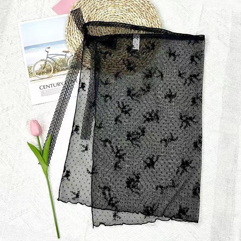 Gładka Przezroczysta Warstwowa Spódnica Midi z Wysokim Stanem, Wiązana i z Koronkowymi Detalami