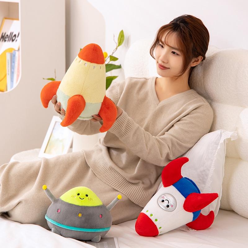 Sale 18/27cm Plush Rocket Toy Stuffed Spaceship Throw Pillow Soft Decor Birthday Gift Space Discovery Educational For Kids