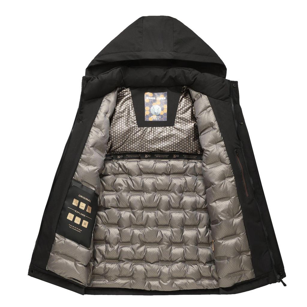 Unisex Winddichte Graphen-Fleecejacke: Winter-Kapuzen-Baumwoll-Wattiert im Bergsteiger-Stil