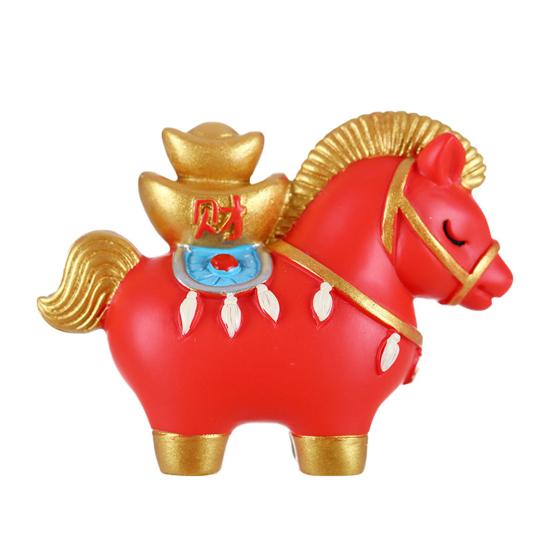 Yousheng Chinese Style Horse Statue Golden Ingot Lucky Bag Persimmon Copper Coin Cartoon Pony Figurine Desktop Feng Shui Decoration Ornament