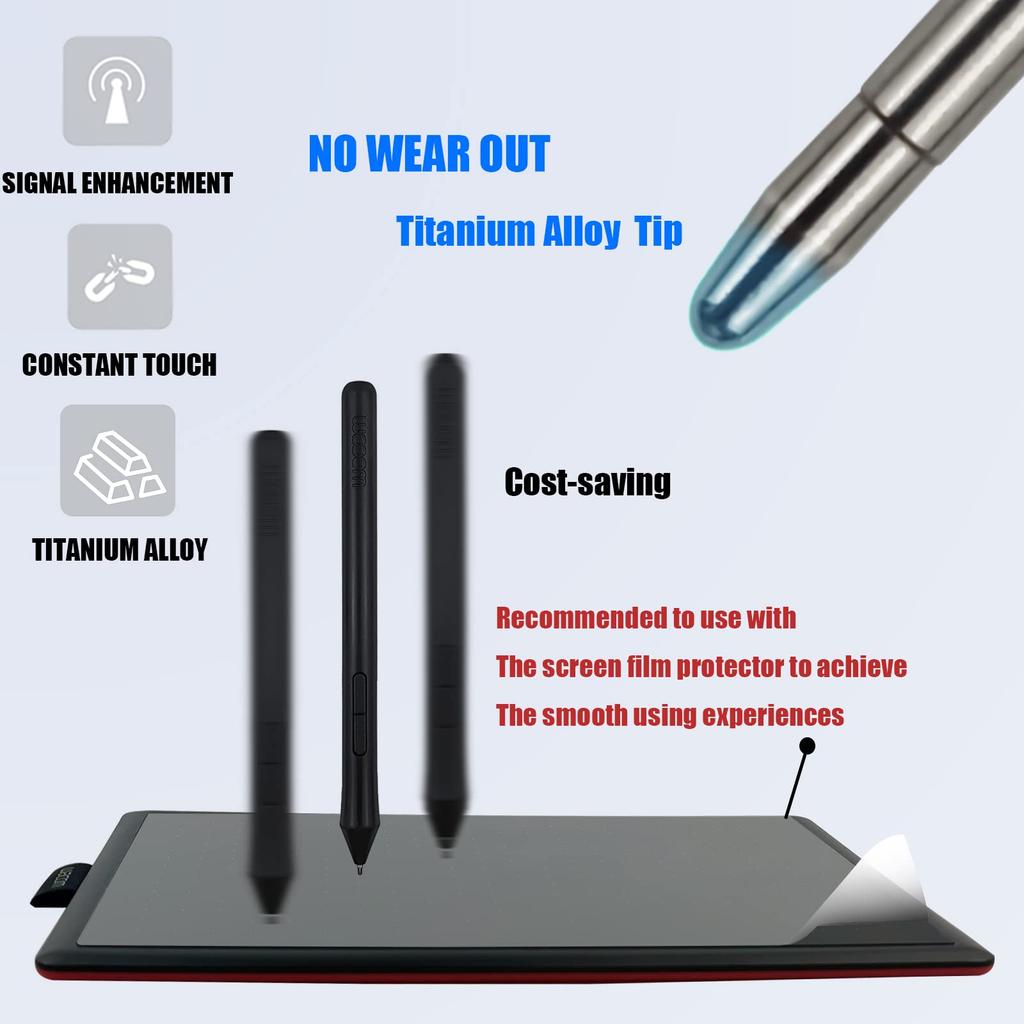 Two-Pack of Wear-Resistant Titanium Alloy Standard Pencil Tips for WACOM and Intuos Series Pens. Replacement Refill Tips Compatible with WACOM