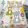 Funny Cartoon Animals Duvet Cover With Pillowcases Bear Chicken Rabbit Lions 3D Print Toddler Bedding Set For Kids Teens Decor