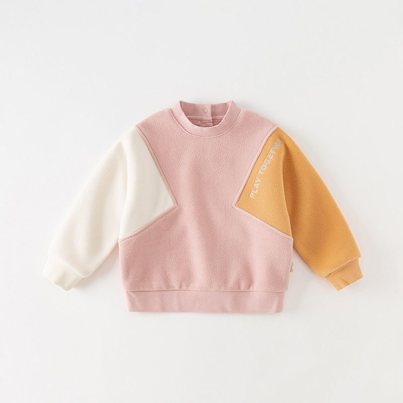 Dave & Bella Children s Fleece-Lined Sweater Winter Clothes Boys  Polar Fleece Girl Tops Boy Teen Pullover Children s Clothing Pink [Ready Stock] 90