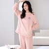 Coral Fleece Pajamas Women'S Autumn And Winter Long-Sleeved Casual Wear Thickened Fleece Flannel Loungewear Winter Suit