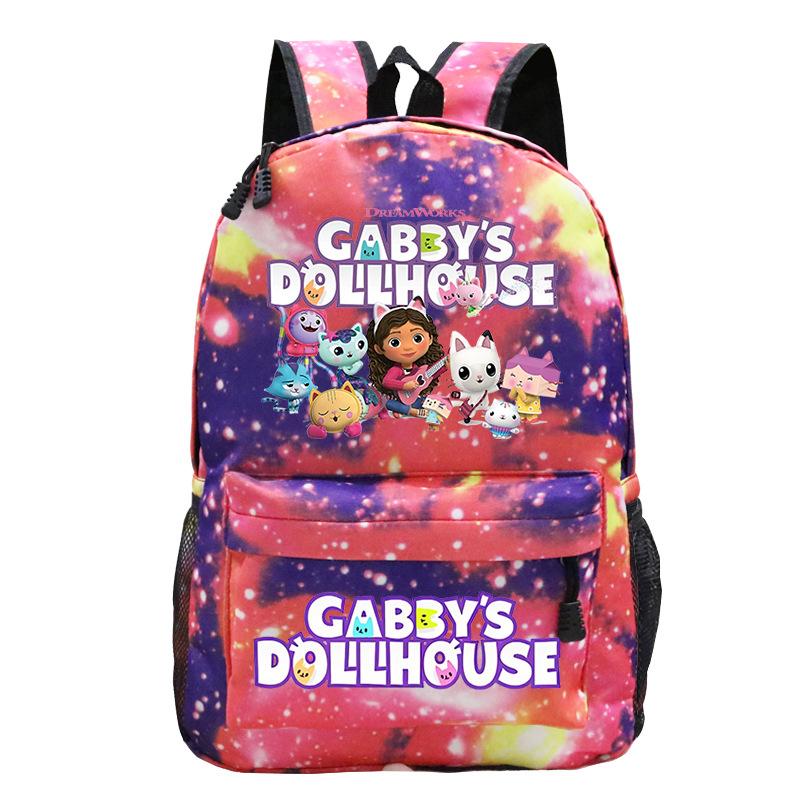 Cartoon Animation Gaby'S Doll House Peripheral Printing Casual Backpack Schoolbag For Primary And Secondary School Students