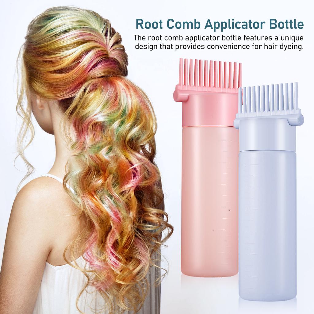 2Pcs Root Comb Applicator Bottle Hair Comb Bottle Dyeing Tool with Gloves Ear Covers Hair Oiling Applicator for Home Salon Use