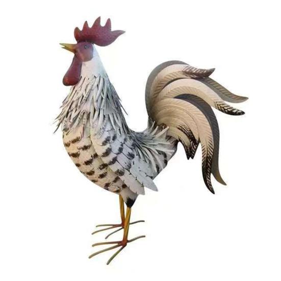 Metal Rooster Statues Waterproof Chicken Sculpture Metal Garden Deco Outdoor Yard Ornament