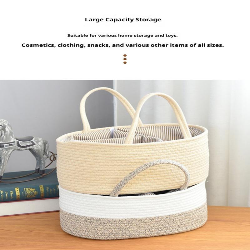 Baby Diaper Organizer Bag Woven Cotton Caddy Bag Multipurpose Bag Category Placement Basket
