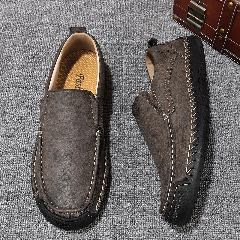 Large Size 48 Handmade Split Leather Men's Casual Shoes Comfortable Men Loafers Moccasins Men Flats Shoes Driving Shoes