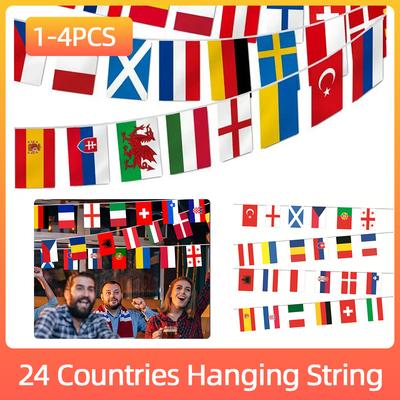 2025 Europe Countries Flag Cup 7m 24 Countries Flag Hanging Flags Bunting National String Flag Banner Football Event Party Decor