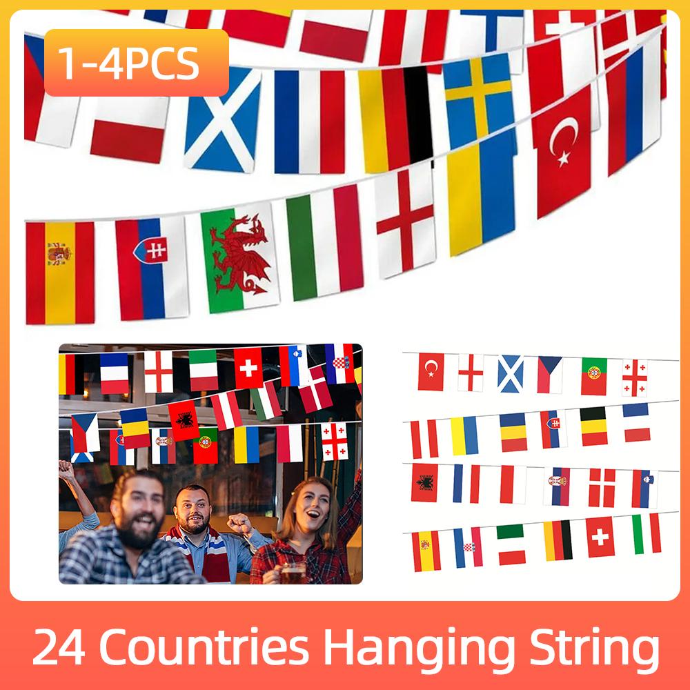 2025 Europe Countries Flag Cup 7m 24 Countries Flag Hanging Flags Bunting National String Flag Banner Football Event Party Decor