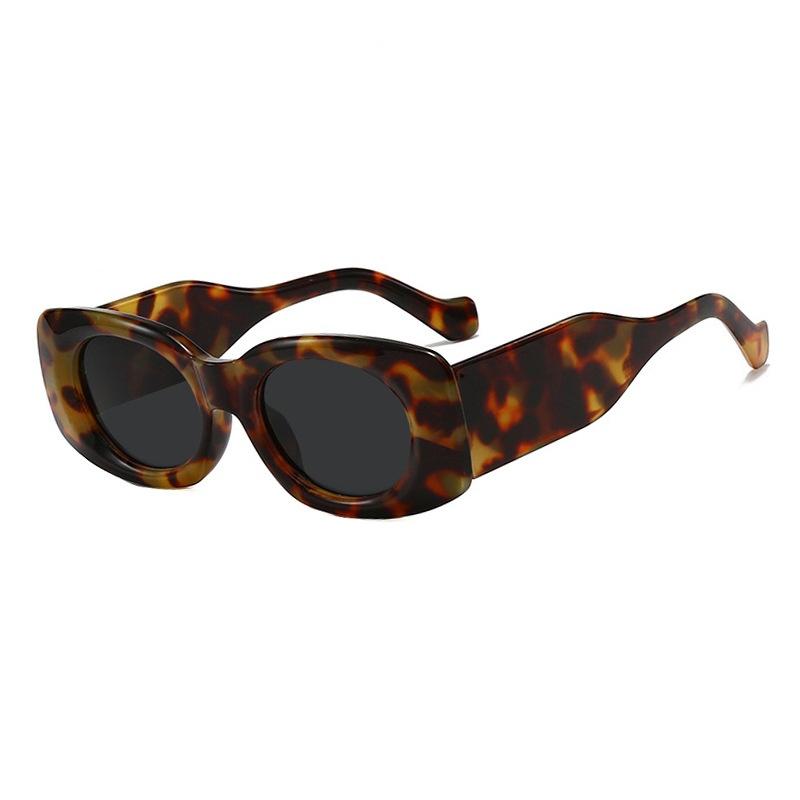 

New Vintage Square Simple Women Sunglasses Ins Fashionable Thick Frame Green Leopard Print Punk Men Trend Gafas de sol UV400 as picture