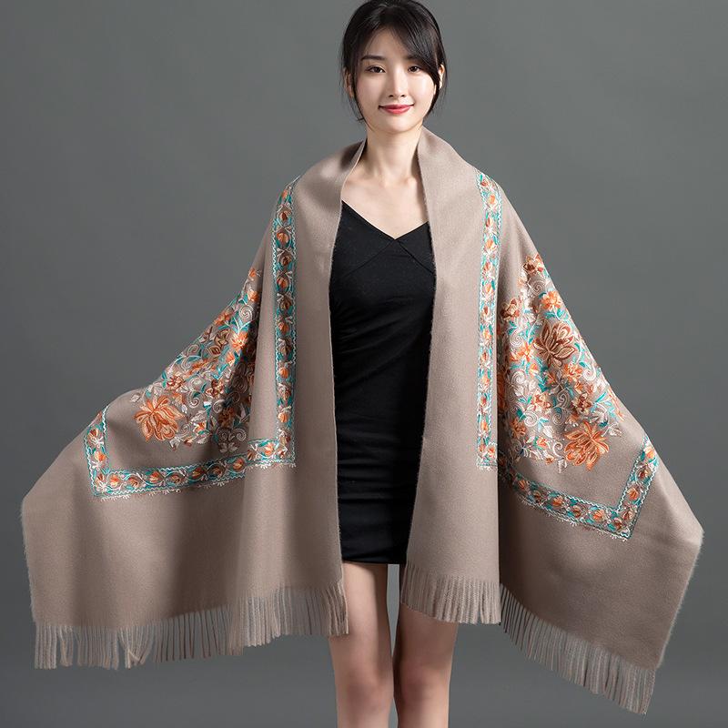 Fashion Scarf Women Cashmere Scarves Embroider Flower Wrap Scarf Tassel Shawl Soft Warm Thick Blanket Wraps Bufanda Mujer Scarf
