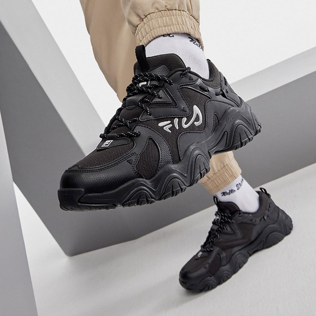 Fila Fluid 4 Cat Paw 4.0 Fashion Sports Low-Top Dad Shoes Women Sneaker Deep-Black Temperature-Change F12W312101FBK