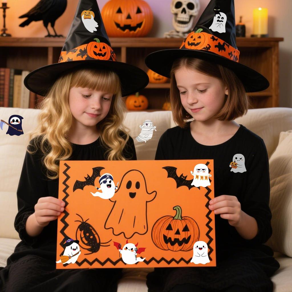 Halloween Sticker Roll Halloween Ghost Stickers Roll Scary Halloween Sticker Set 500 Pcs Holiday Ghost Water Bottle Decal