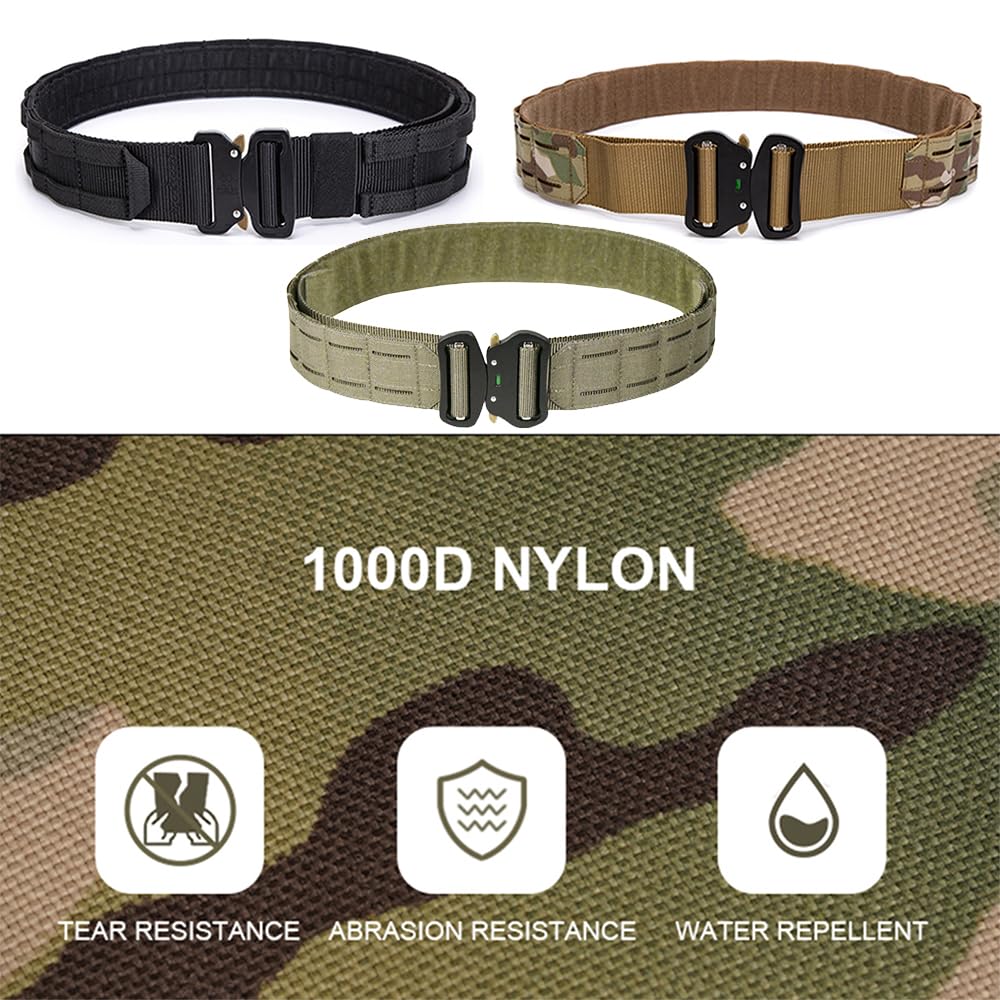 TWINFALCONS Tactical Airsoft Military Belt with Cobra Quick MOLLE for Tactical Work and Equipment Belt, One-Touch Belt, Buckle, Release, Compatible,