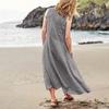 Women's Fashion Casual Colour Sleeveless Cotton Linen Pocket Dress